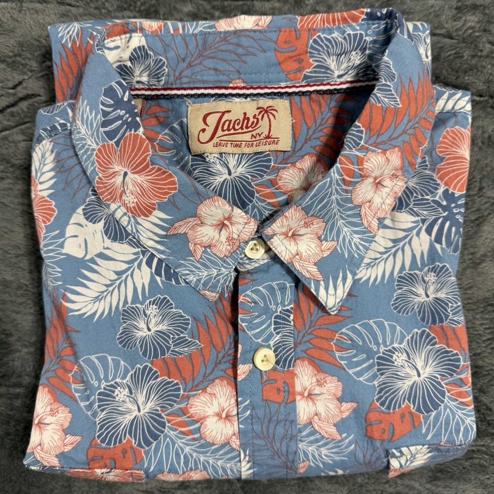 Jachs NY Floral Button Down Shirt Mens Large Blue J22A-254-DP2‎